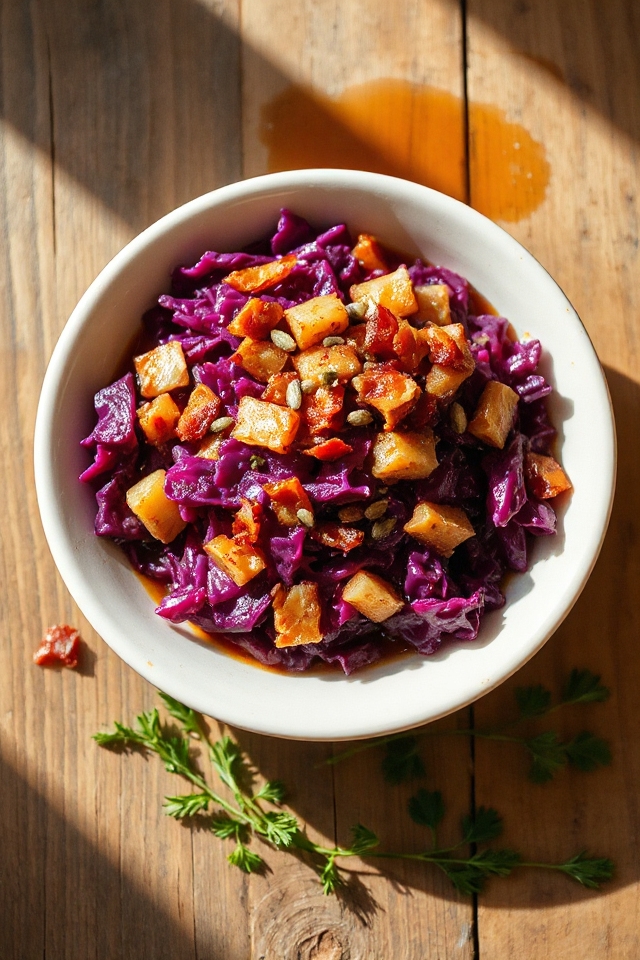 bacon infused sweet sour cabbage