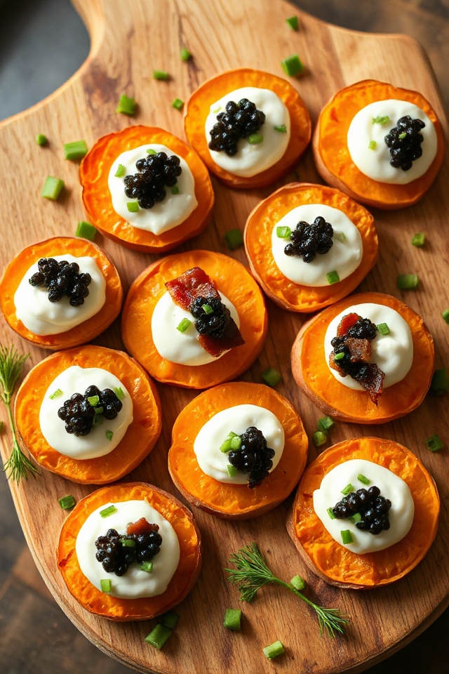 caviar topped sweet potato bites