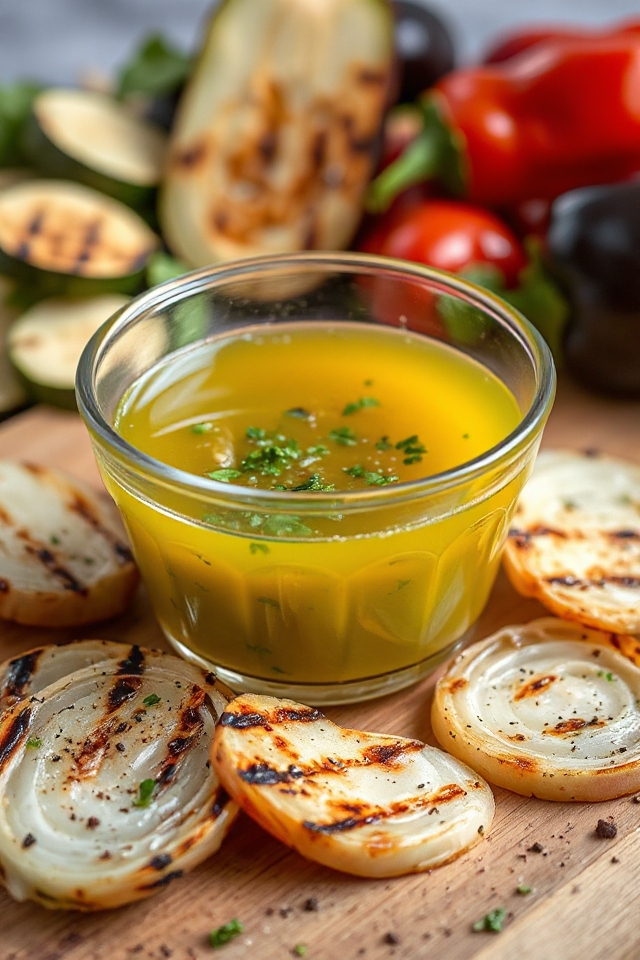 grilled onions enhance vinaigrette flavor